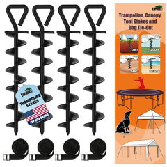 Eurmax trampoline stakes steel anchors securely hold trampolines outdoors.