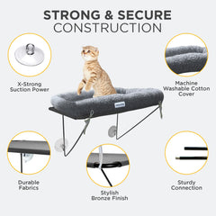 EvolutionUSA estructura metálica resistente, base estable para cama de ventana de gato.