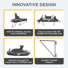 EvolutionUSA funda acolchada para ventana, comodidad suave para gatos grandes.