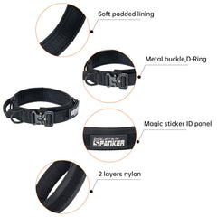 Excellent Elite Spanker nylon tactical collar highlights quick-release buckle for secure, hassle-free on/off.