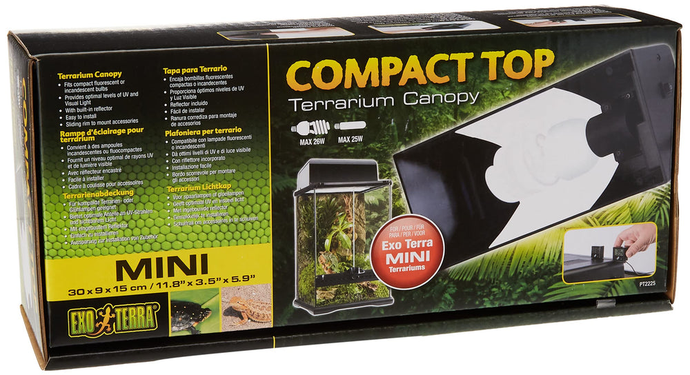 Exo Terra mini compact incandescent light fixture front view for small terrariums.