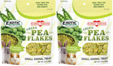 Exotic Nutrition Green Pea Flakes pack-front highlighting twin-pack convenience for small pets