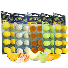 Exotic Nutrition Nectar Pods front-pack shows calcium-fortified jelly treats for pets.