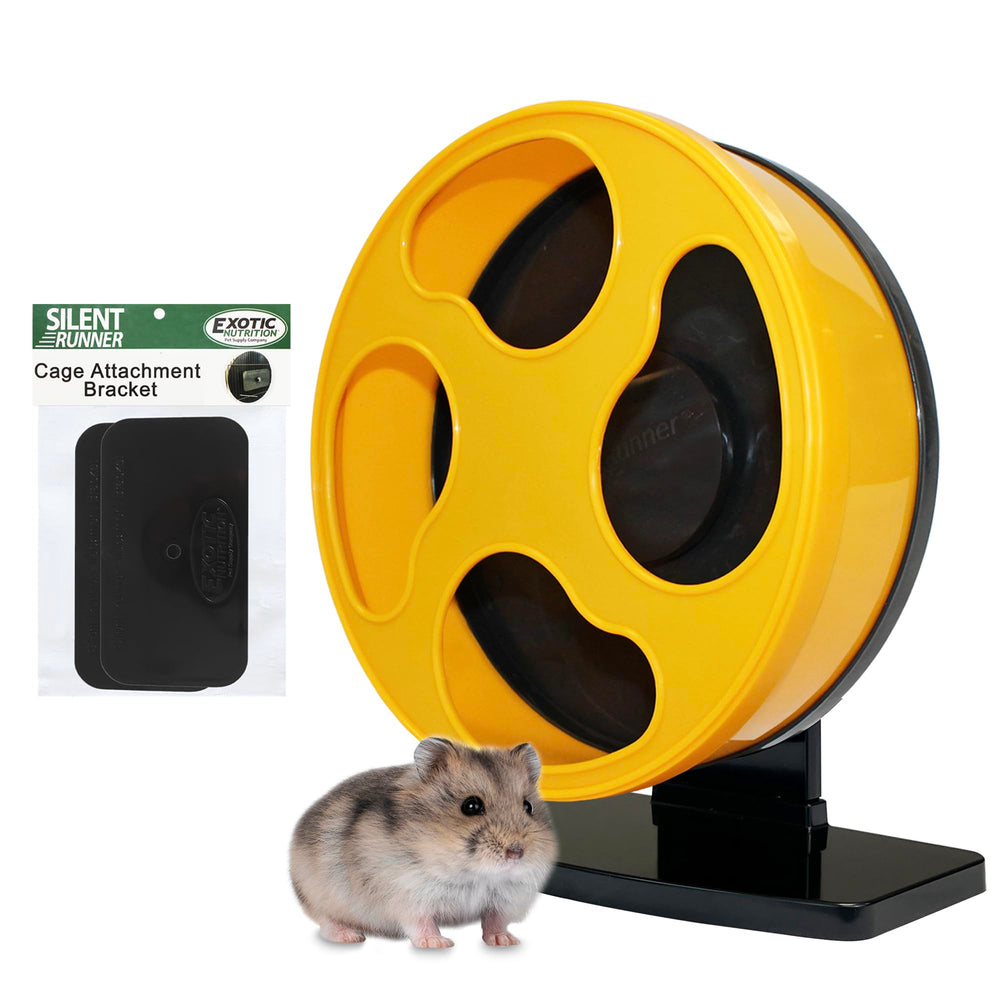 Exotic Nutrition Silent Runner Wheel assembly back view showing whisper-quiet operation for peaceful playtime.