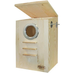 Exotic Nutrition Squirrel Nest Box cage attachment demonstrates secure mounting for small pets