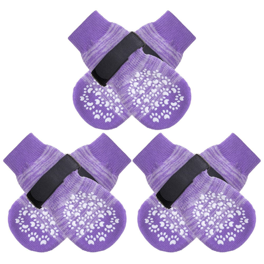 EXPAWLORER anti-slip dog socks pack six improves traction on slippery floors.