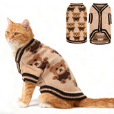EXPAWLORER cat sweater cardigan front view highlights cozy warmth for indoor cats