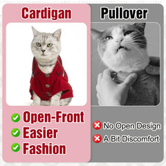 EXPAWLORER cat sweater cardigan soft breathable fabric closeup emphasizes skin-friendly comfort.