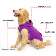 EXPAWLORER dog hoodie fleece vest back view highlighting sleeveless design