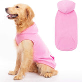 EXPAWLORER dog hoodie front view in pink, showcasing soft fleece warmth for chilly walks.