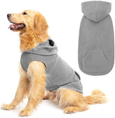 EXPAWLORER dog hoodie front view shows fleece sleeveless design for warmth