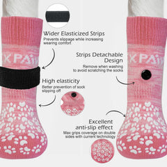 EXPAWLORER dog socks close-up of adjustable straps for secure fit