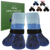 EXPAWLORER dog socks blue main view providing enhanced paw grip on smooth floors
