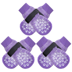 EXPAWLORER double-side anti-slip dog socks on wood floor showing enhanced traction