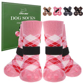 EXPAWLORER pink dog socks front view for stylish outdoor walks and paw protection.