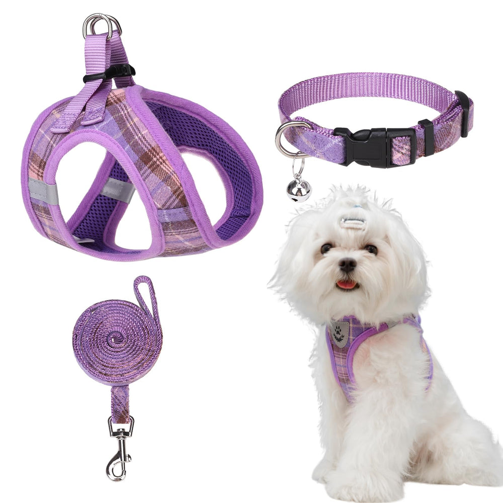 EXPAWLORER plaid-harness-vest-purple secure daily-walk comfort