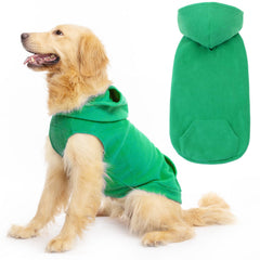 EXPAWLORER sudadera capucha para perro verde, vista frontal ideal para paseos en clima frío