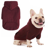 EXPAWLORER textured cable-knit dog hoodie front view for cozy winter walks