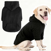 EXPAWLORER textured cable knit dog hoodie front view highlights warm everyday comfort
