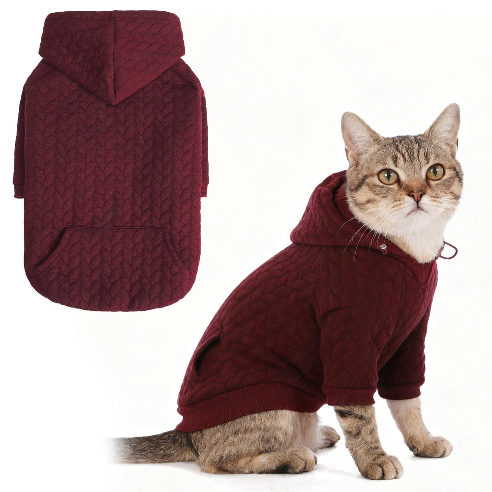 EXPAWLORER textured cable-knit hoodie front view shows soft, warm fabric for daily wear
