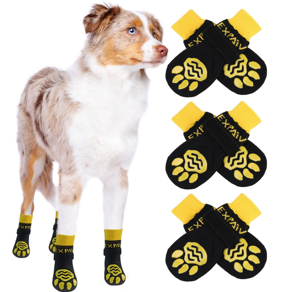 EXPAWLORER dog socks pack closeup showing soft fabric for gentle paw protection