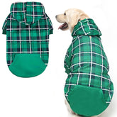 EXPAWLORER plaid dog hoodie front view showing warm tartan coat for daily walks.