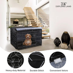 Explore Land Pattern Dog Crate Cover doors-privacy-roller demonstrates adjustable visibility