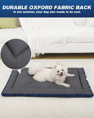 Exsnugy washable dog bed mat blue Oxford bottom for durability.