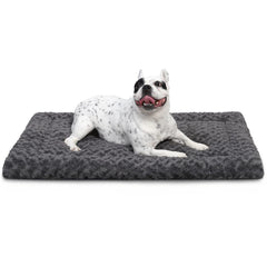 Exsnugy washable dog bed mat gray close-up shows plush texture