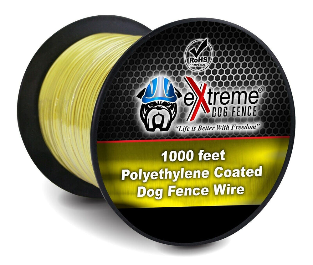 Extreme Dog Fence universal wire spool 1000ft showing durable underground boundary solution for pets