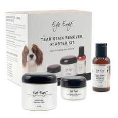 Eye Envy Tear Stain Solution bottle demonstrates gentle, fast-acting eye care for dogs.