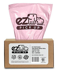 EZ PICK UP pink dog poop bags on roll for convenient disposal and mess-free walks.