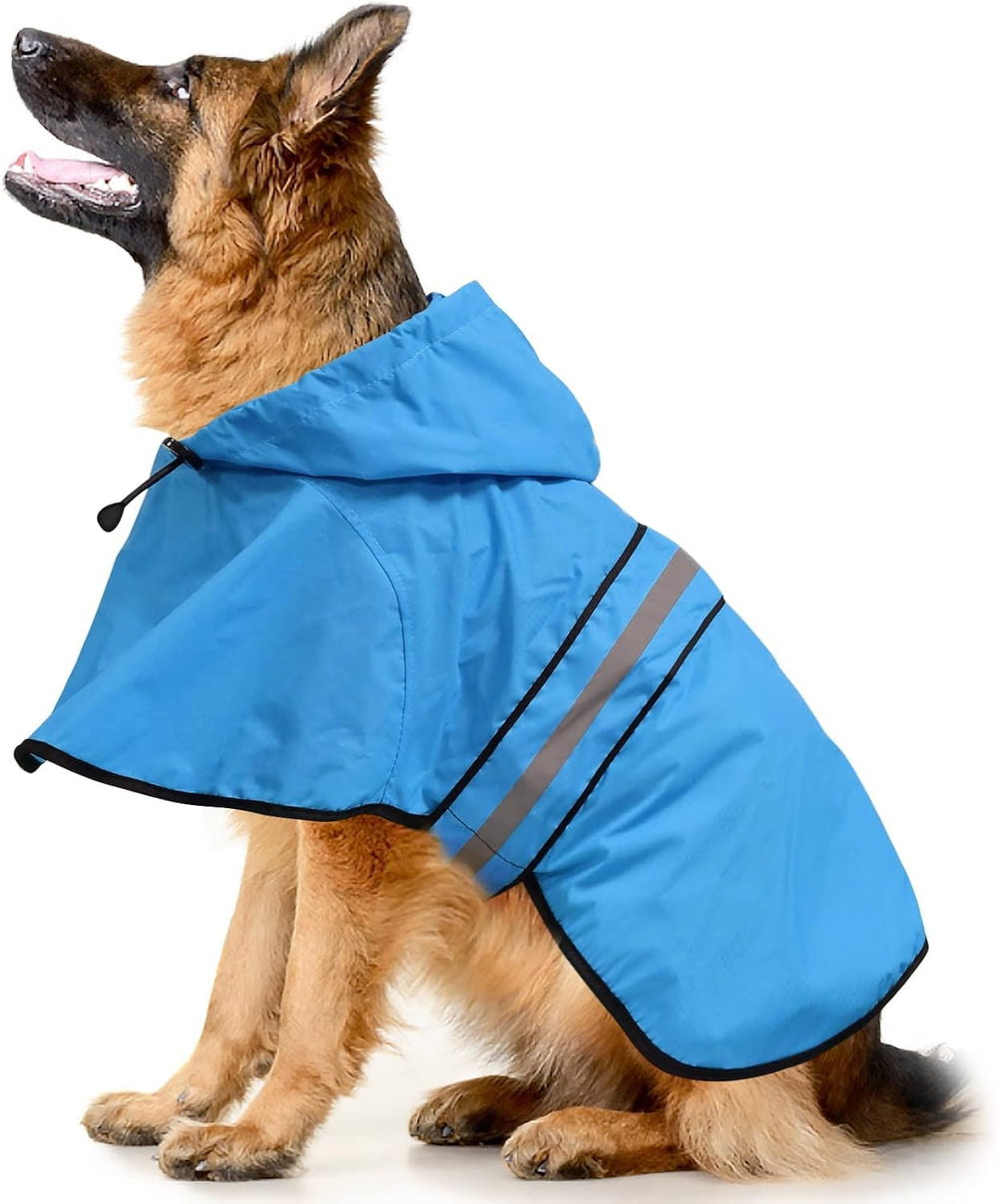 Ezierfy dog raincoat hooded blue XXL helps keep your dog dry during rainy walks