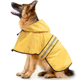 Ezierfy hooded dog rain coat in yellow, front view, lightweight waterproof protection for daily walks.