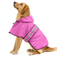 Ezierfy reflective dog rain coat pink large worn on a dog in rain for visibility