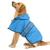 Ezierfy waterproof hooded dog raincoat blue front view for dry walks in rain