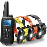 F-color dog shock collar remote showcases long-range training up to 875 yards.