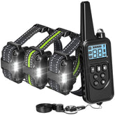 F-color dog shock collar remote demonstrates easy training control from afar for large breeds.