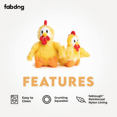 fabdog Fluffies raccoon toy squeaker for teething-friendly play and tug