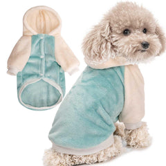 Fabricastle dog hoodie green-cream XS front view keeps small dogs warm during walks