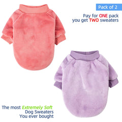 FABRICASTLE light-purple dog sweater offers cozy comfort for tiny pets in cold days.