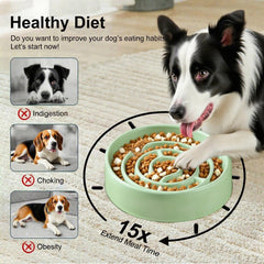 Facdiary ceramic slow feeder dog bowl green anti-slip base keeps bowls steady.
