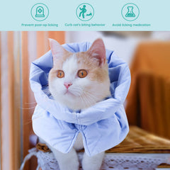 FACULX Cat Recovery Collar blue adjustable strap demonstrates customizable fit for comfortable healing
