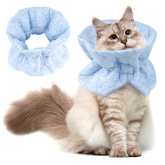 FACULX Cat Recovery Collar soft blue front view reduces licking and supports recovery