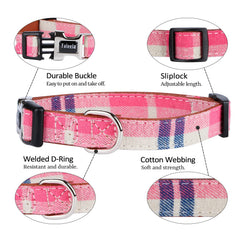 Faleela adjustable bowtie collar pink strap demonstrates easy size customization for growing dogs