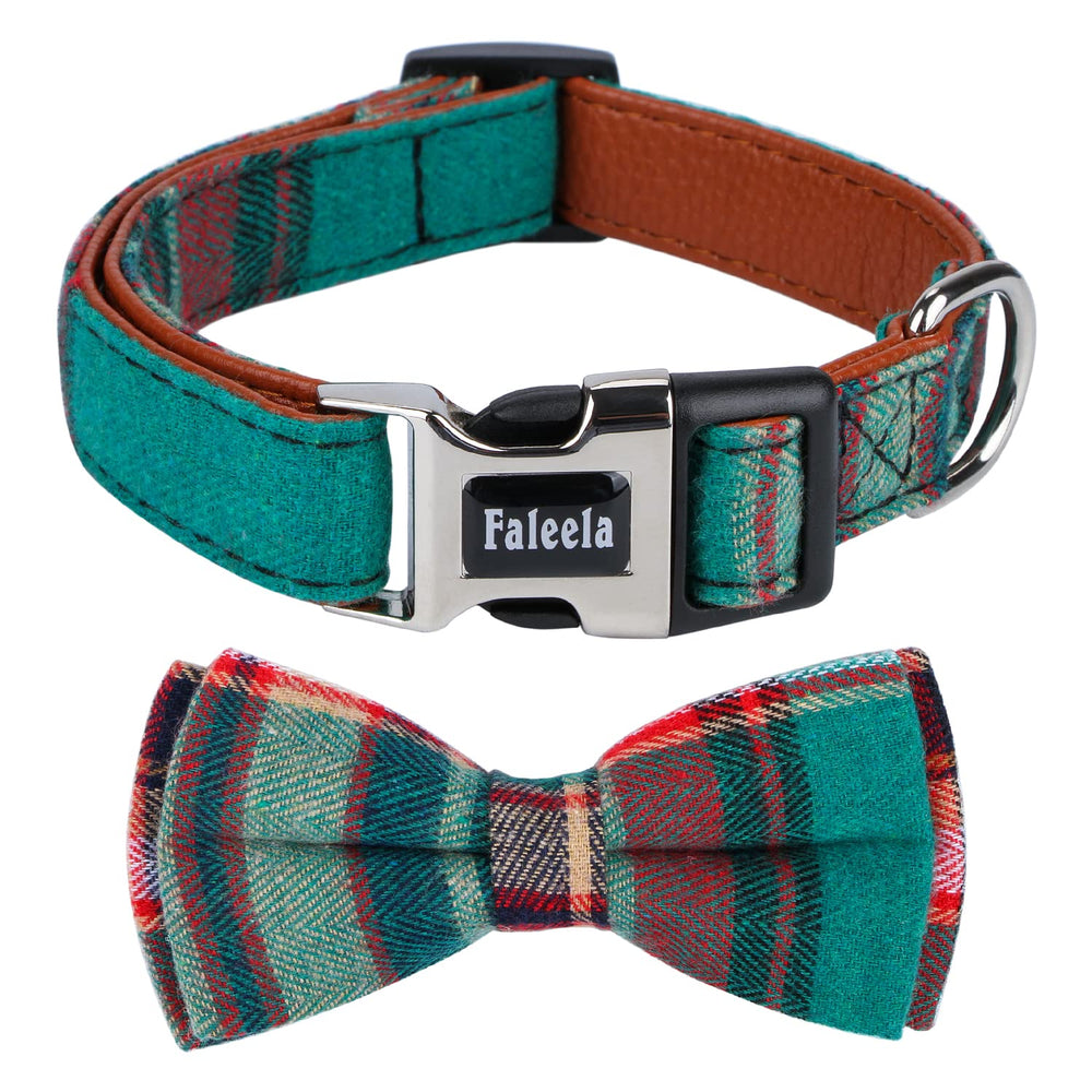 Faleela cute soft Christmas dog collar with bow ready for festive photos.
