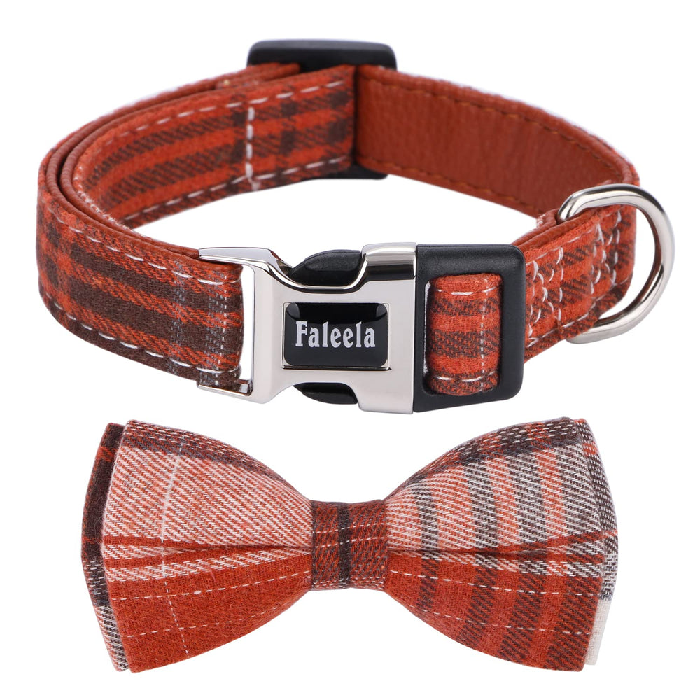 Faleela soft comfy bowtie dog collar orange neck strap for comfortable daily wear