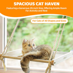 Famifit Cat Window Perch thick cotton ropes provide soft, supportive surface
