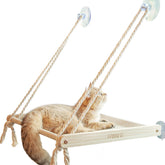 Famifit Cat Window Perch with pine frame offers durable warm wood for comfort