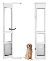 FAMIGRO large dog door left-inside install shows secure indoor entry for pets.
